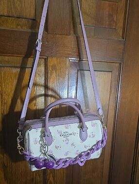 Coach Cream Floral Crossbody with Lavender Trim